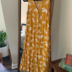 LOFT Mustard Floral Maxi Dress